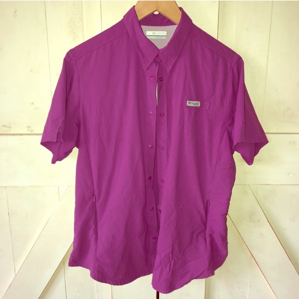 Fuscia Columbia pfg button down shirt